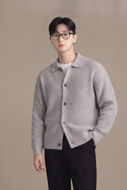 Men's Chunky-Knit Vest – Modern Loose-Fit Cardigan
