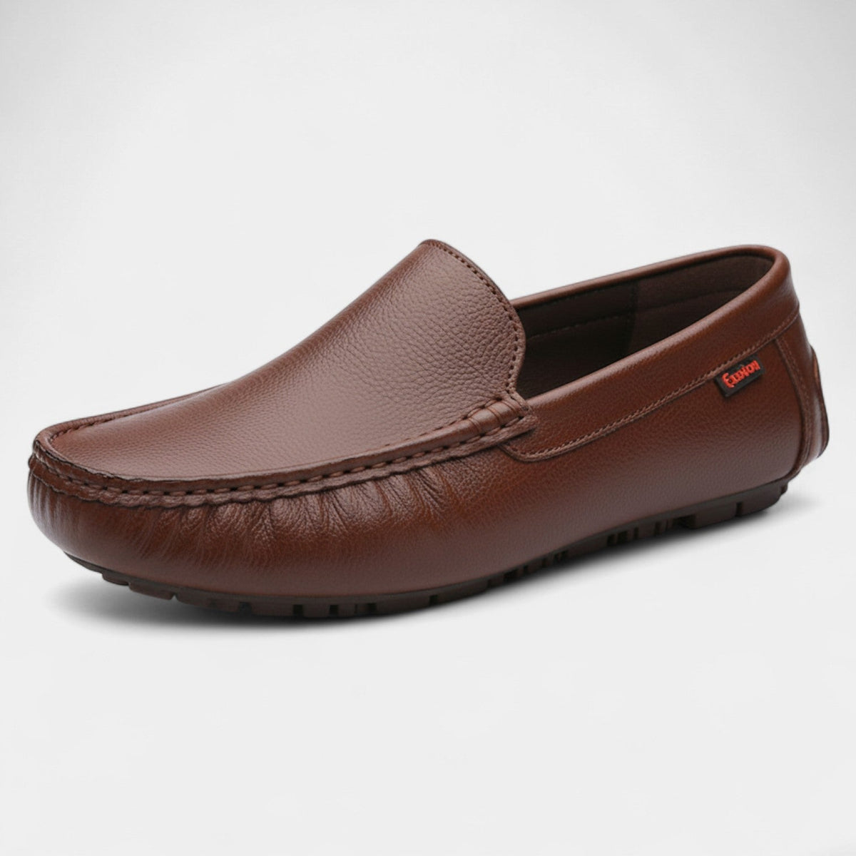 Men's Textured Leather Loafers – Comfortable Slip-On Shoes