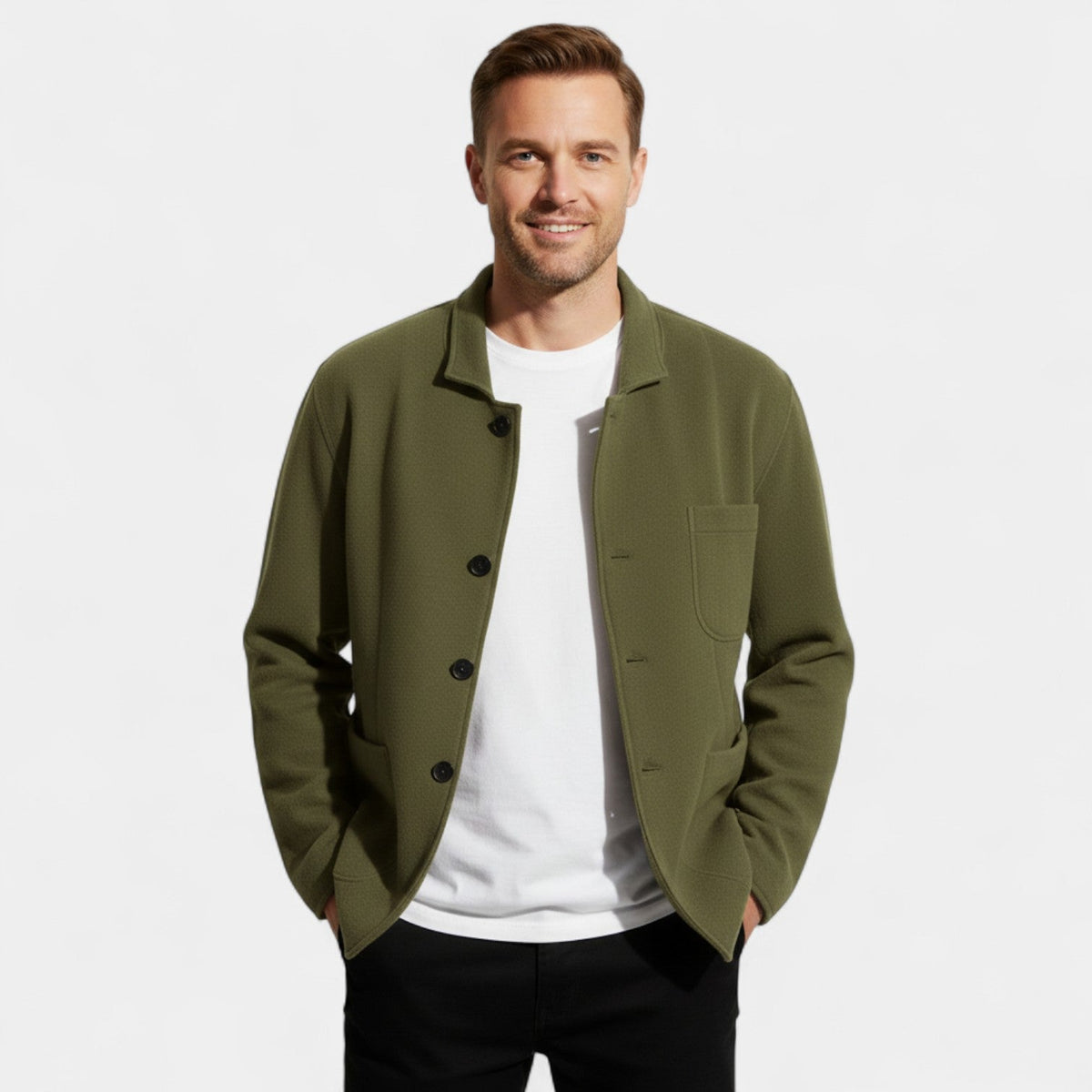 Men's Solid Technical Fabric Blazer – Modern Lapel Fit