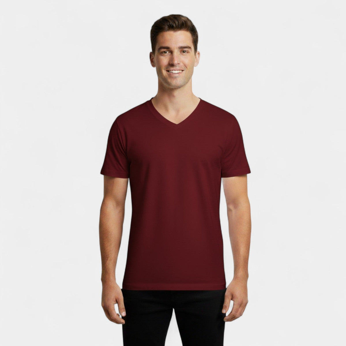 Men's V-neck cotton T-shirt 3-pack – comfortable slim fit