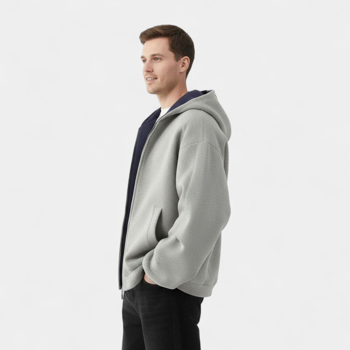 Men's Hoodie Cardigan – Double Zip Modern Fit