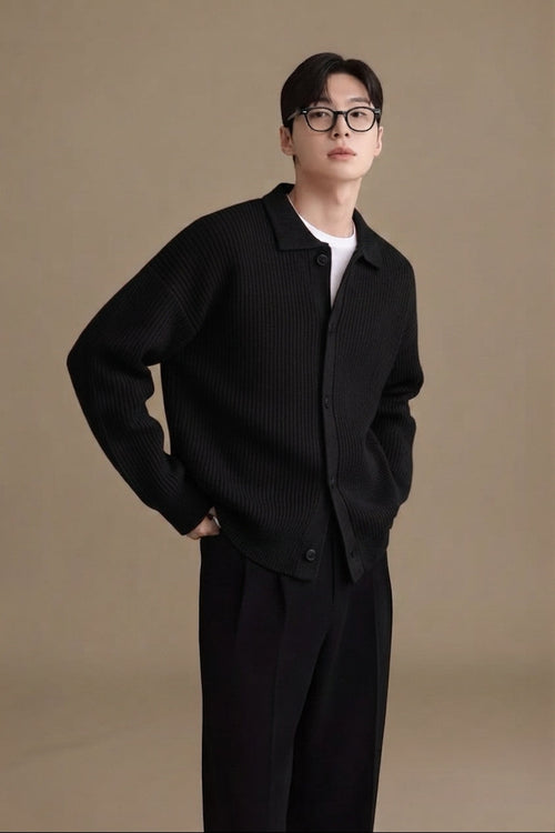 Men's Chunky-Knit Vest – Modern Loose-Fit Cardigan