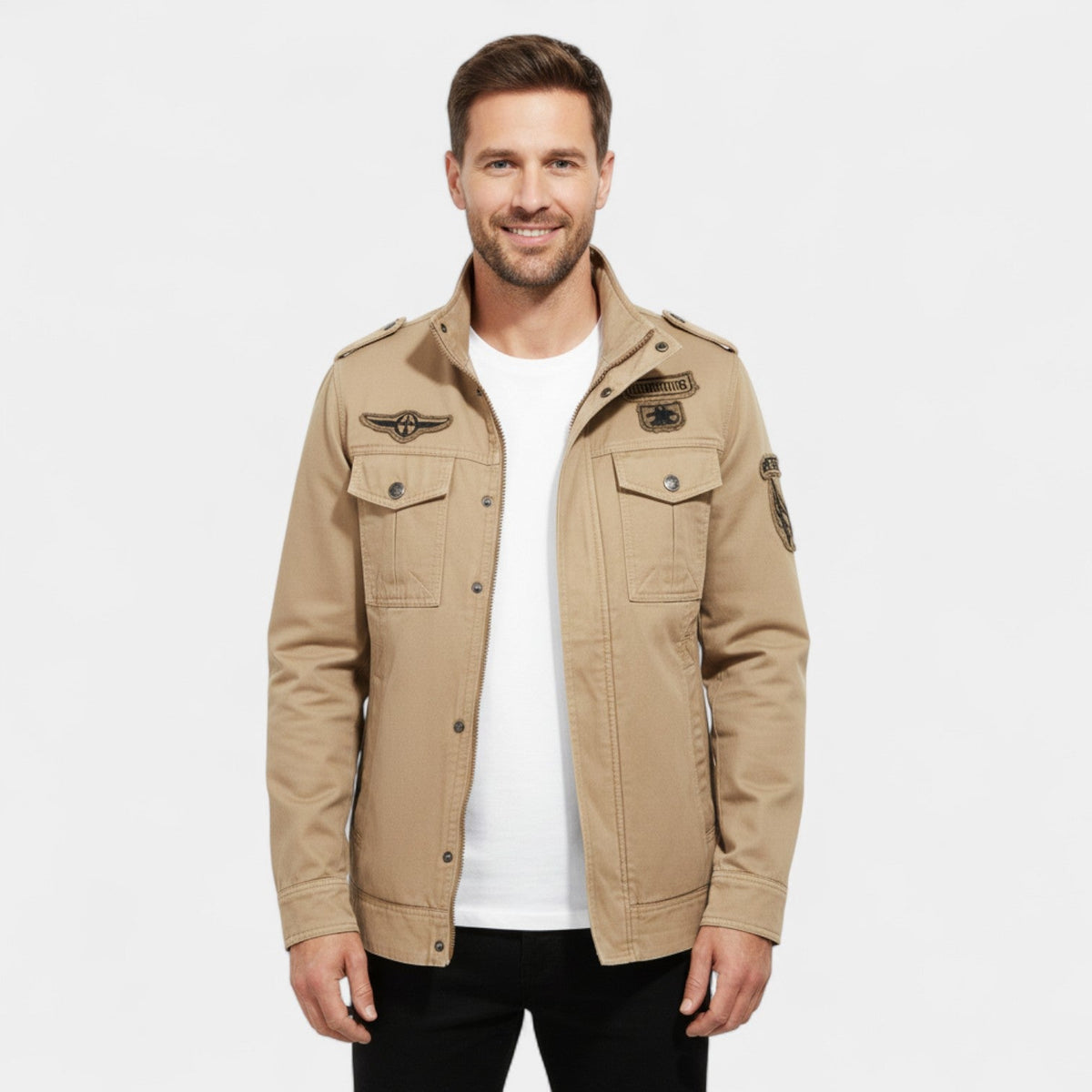 Men's cargo jacket in military-style cotton – sturdy, refined, everyday silhouette