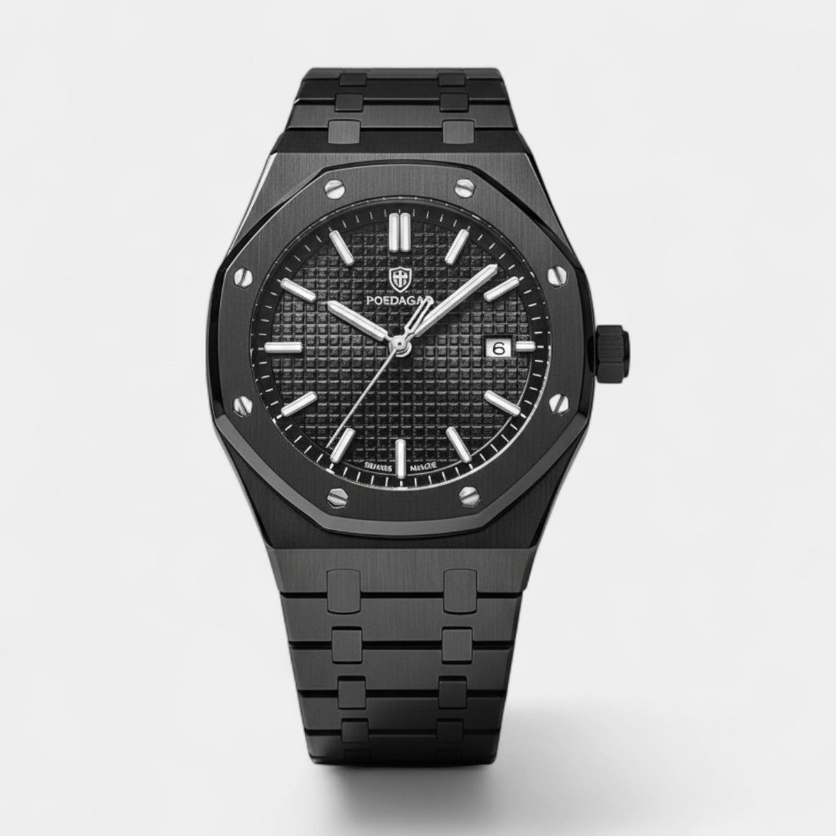 Men's Watch Stainless Steel Black – Luminous and Waterproof Quartz 42 mm
