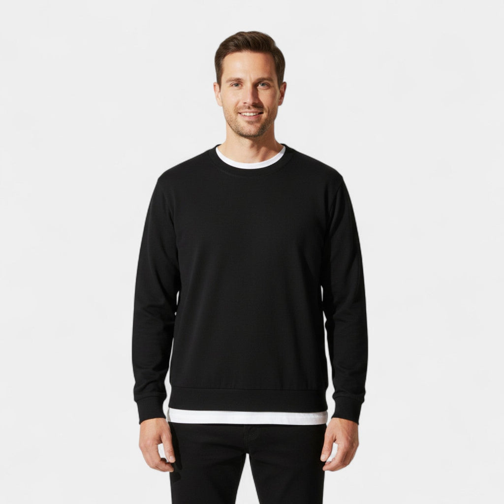 Set of 3 men's cotton crew neck sweaters – loose fit, refined, everyday essentials
