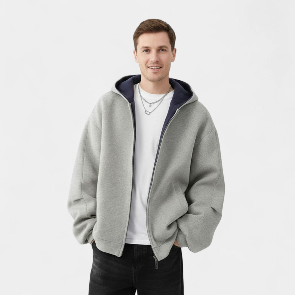 Men's Hoodie Cardigan – Double Zip Modern Fit