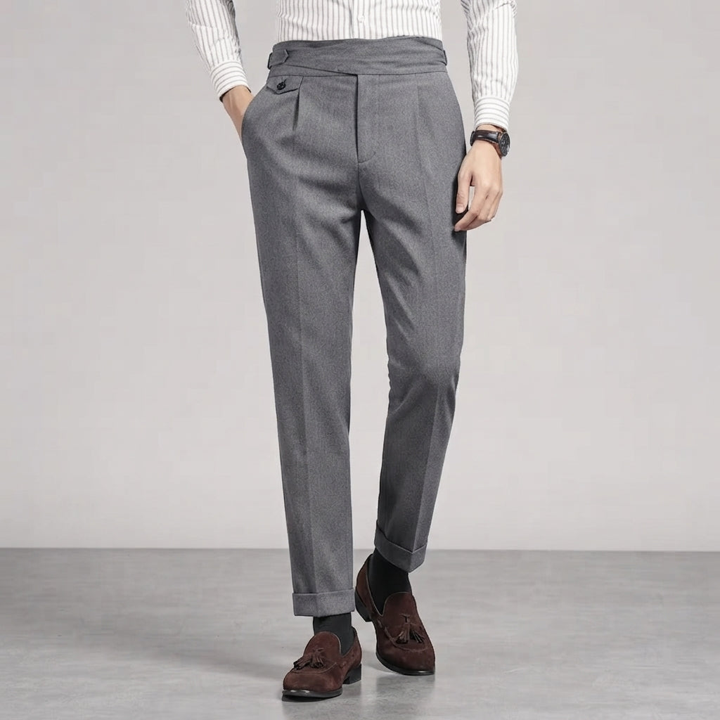 Men's High-Waisted Trousers - Relaxed Slim Fit