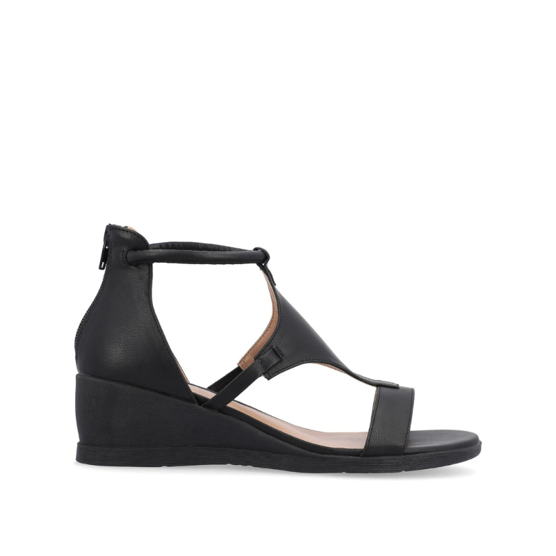 Women's Orthopaedic Leather Wedge Sandals – Straps Zip Fastening
