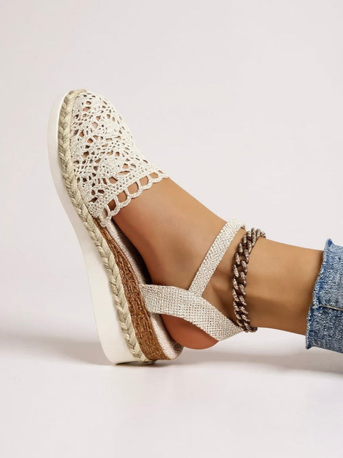 Women's Bohemian Wedge Espadrille Sandals – Ankle Buckle Strap Round Toe