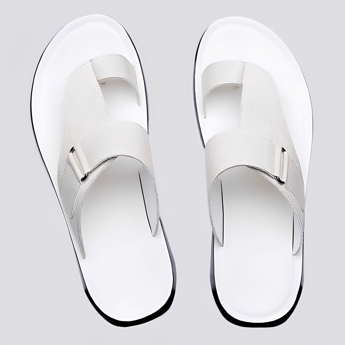 Men's Slide Sandals – Leather Look and Geometric Cutouts