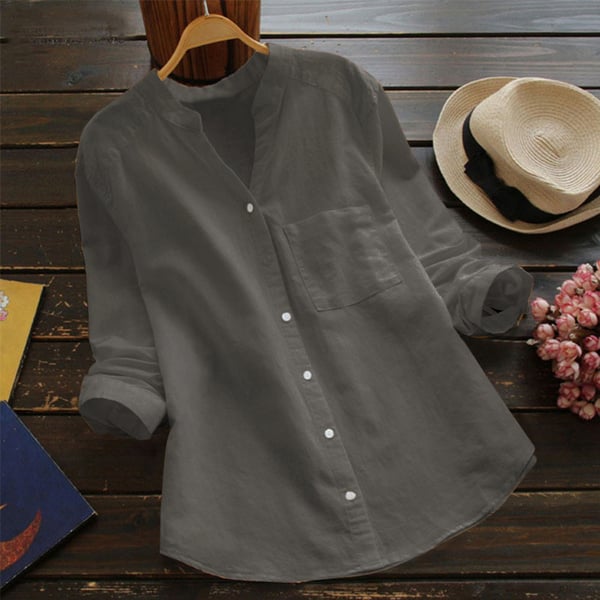Women’s Long-Sleeve Linen Blouse – Relaxed Button-Down Fit