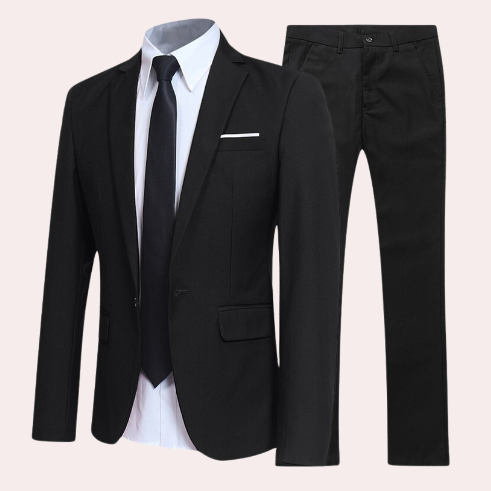 Men's Formal Cotton-Blend Two-Piece Suit – Tailored Fit