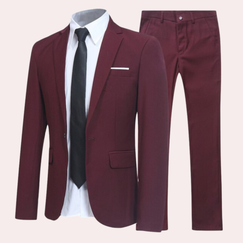 Men's Formal Cotton-Blend Two-Piece Suit – Tailored Fit