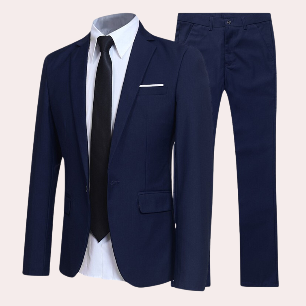 Men's Formal Cotton-Blend Two-Piece Suit – Tailored Fit