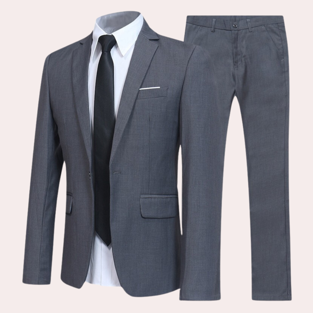 Men's Formal Cotton-Blend Two-Piece Suit – Tailored Fit