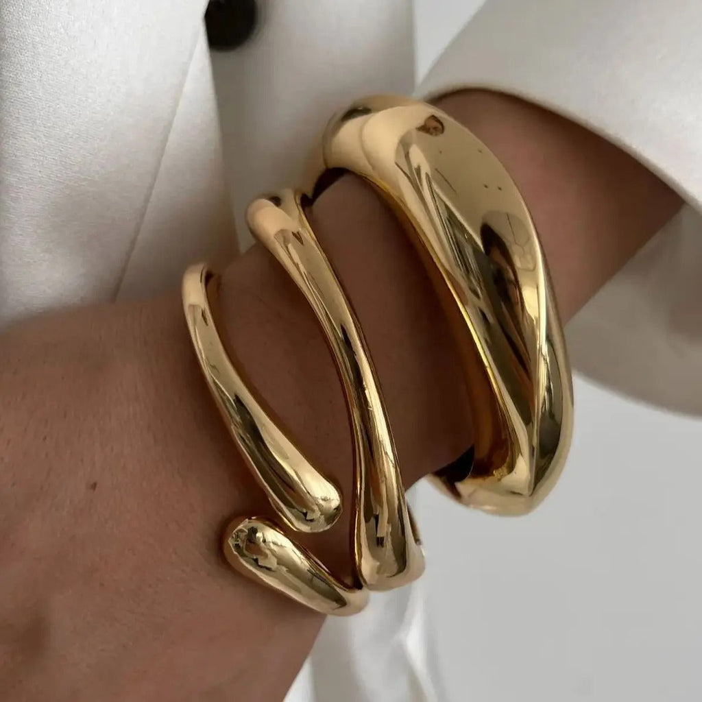 Women's Sculptural Bangle Bracelet – Hinged Cuff with Secure Clasp