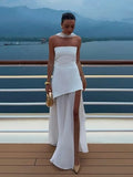 Long Split Dress for Women – Flowing Bustier Silhouette