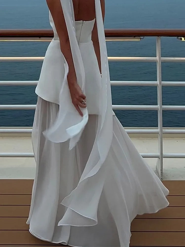 Long Split Dress for Women – Flowing Bustier Silhouette