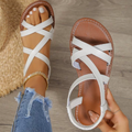 Flat Women's Sandals – Roman Style Crossed with Elastic Closure