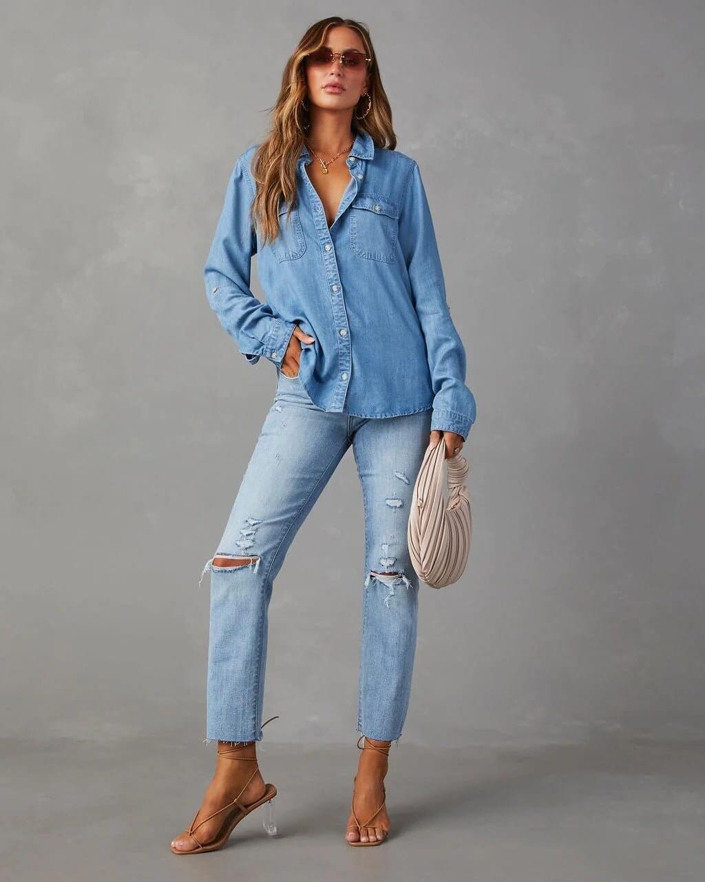 Women's Oversized Denim Shirt – Relaxed Cotton Fit