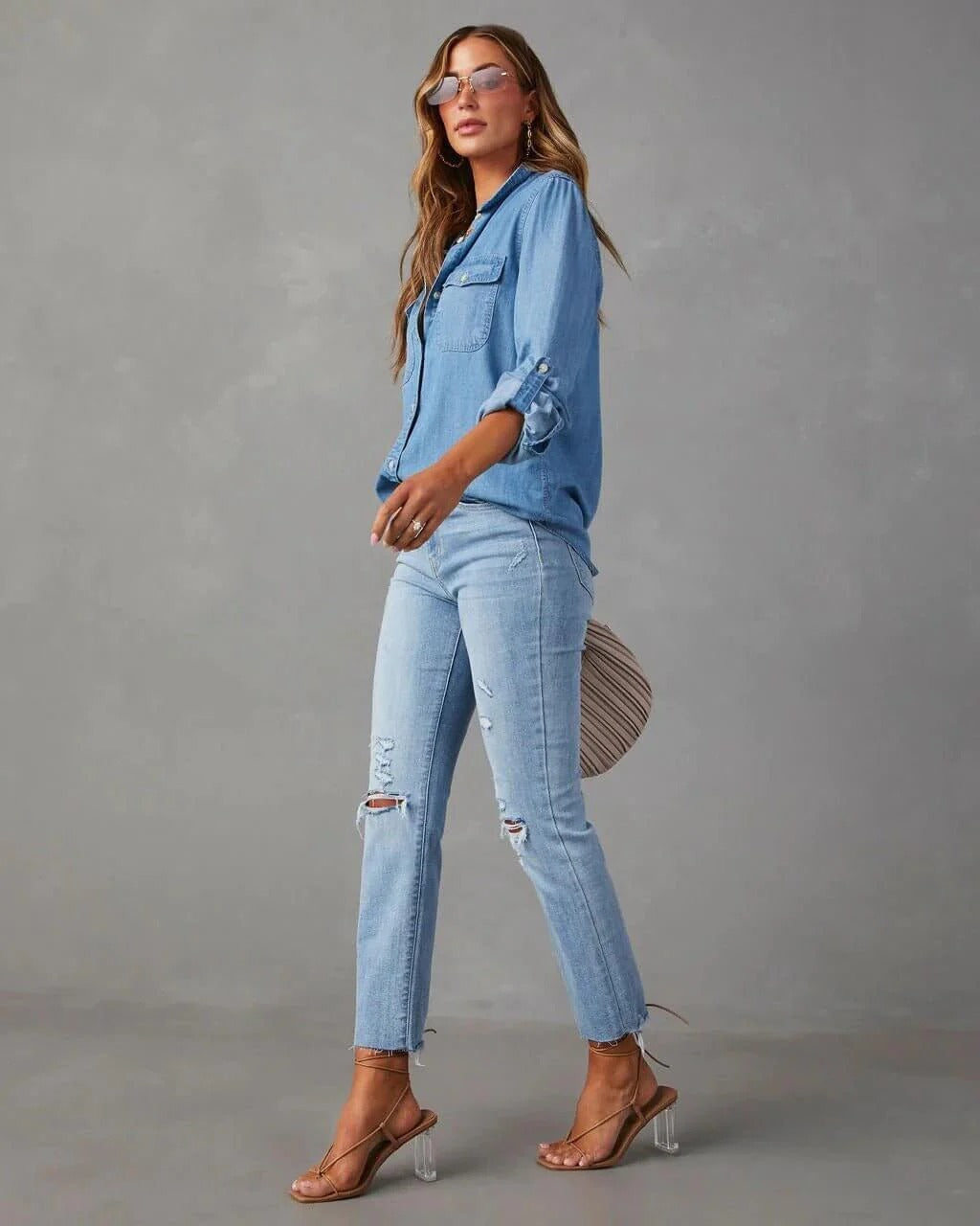 Women's Oversized Denim Shirt – Relaxed Cotton Fit