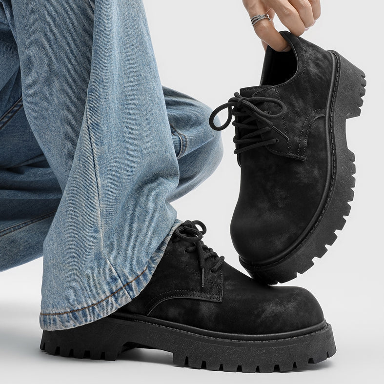 Men's chunky leather lace-up shoes – Raised sole