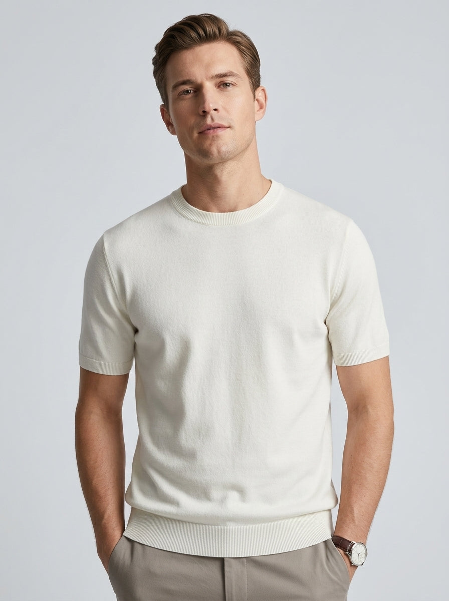 Men's Round Neck T-Shirt – Fine Knit Slim Fit