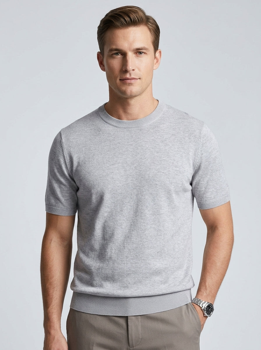 Men's Round Neck T-Shirt – Fine Knit Slim Fit