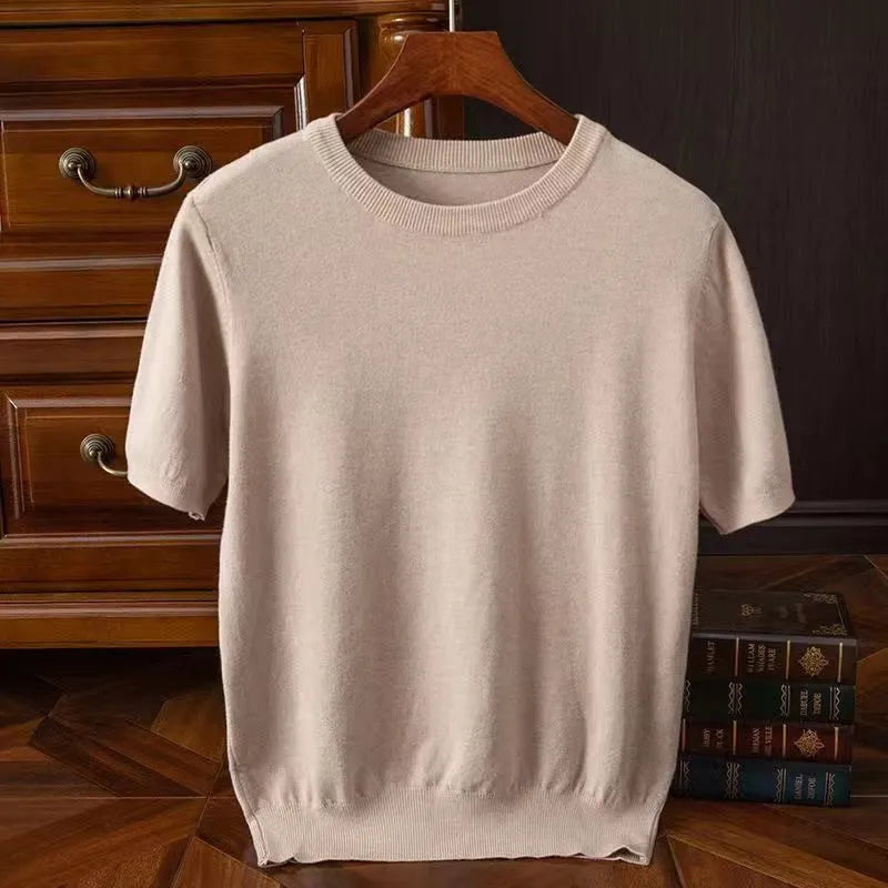 Men's Round Neck T-Shirt – Fine Knit Slim Fit
