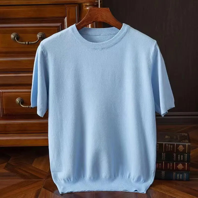 Men's Round Neck T-Shirt – Fine Knit Slim Fit