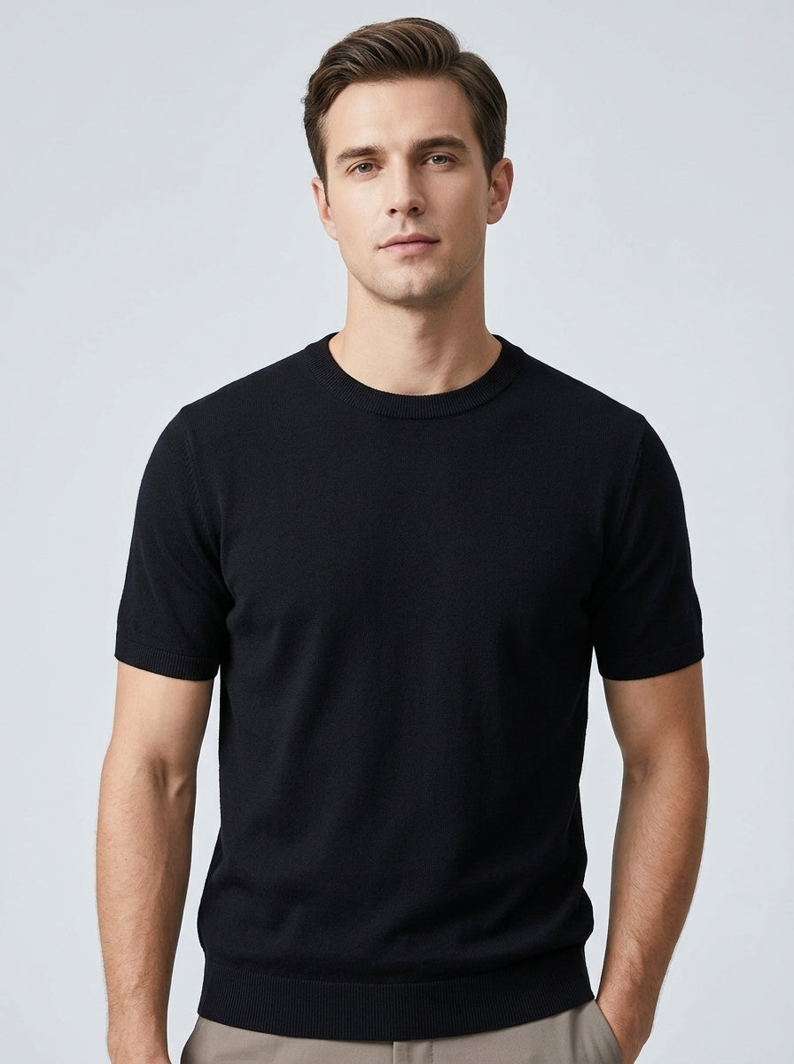 Men's Round Neck T-Shirt – Fine Knit Slim Fit