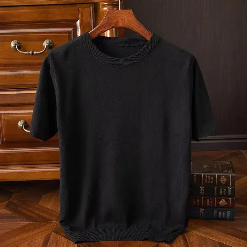 Men's Round Neck T-Shirt – Fine Knit Slim Fit