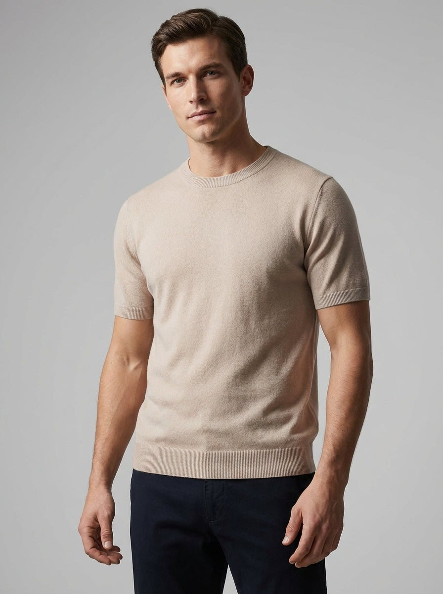 Men's Round Neck T-Shirt – Fine Knit Slim Fit