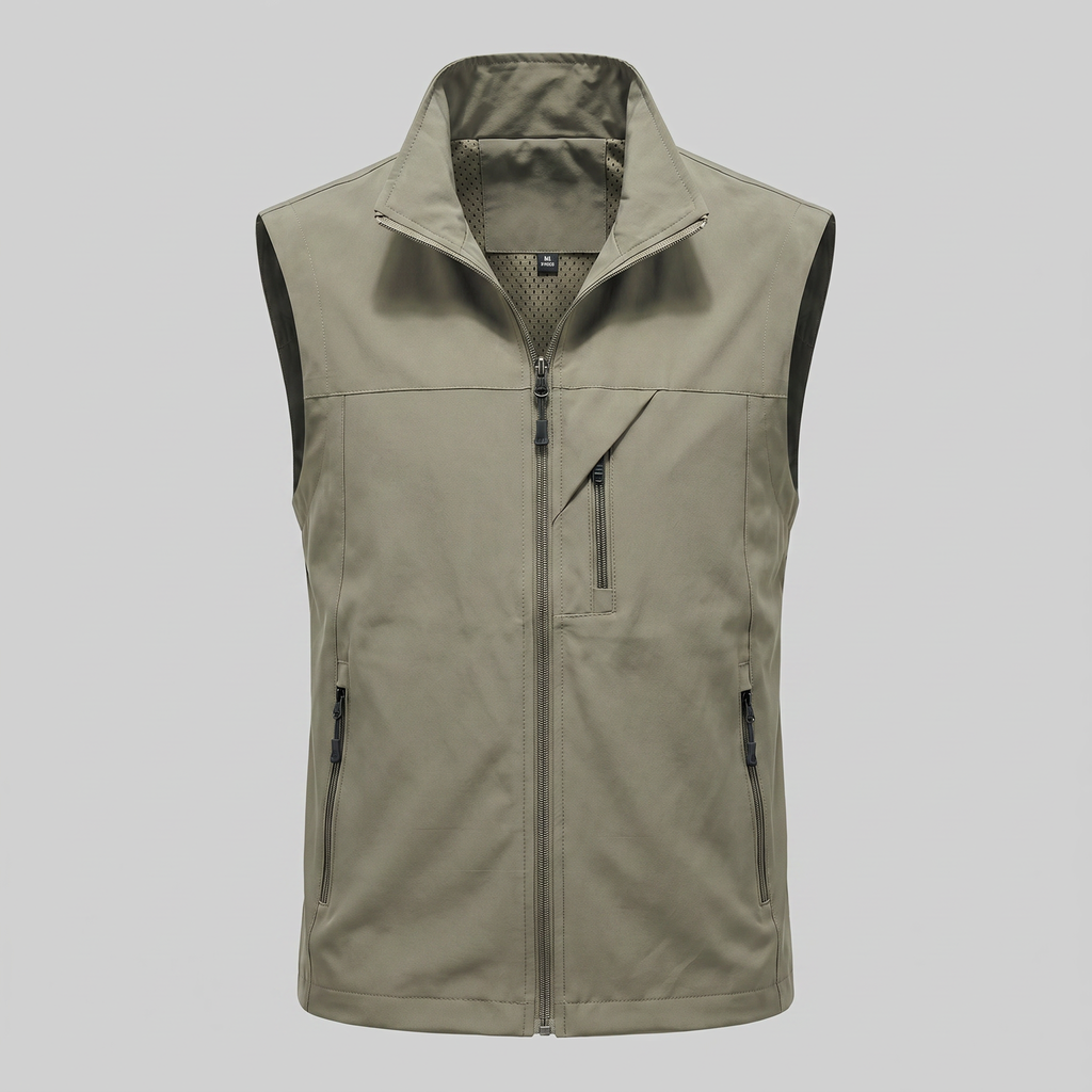 Men's Lightweight Sleeveless Vest – Utility Style with Zippered Pockets