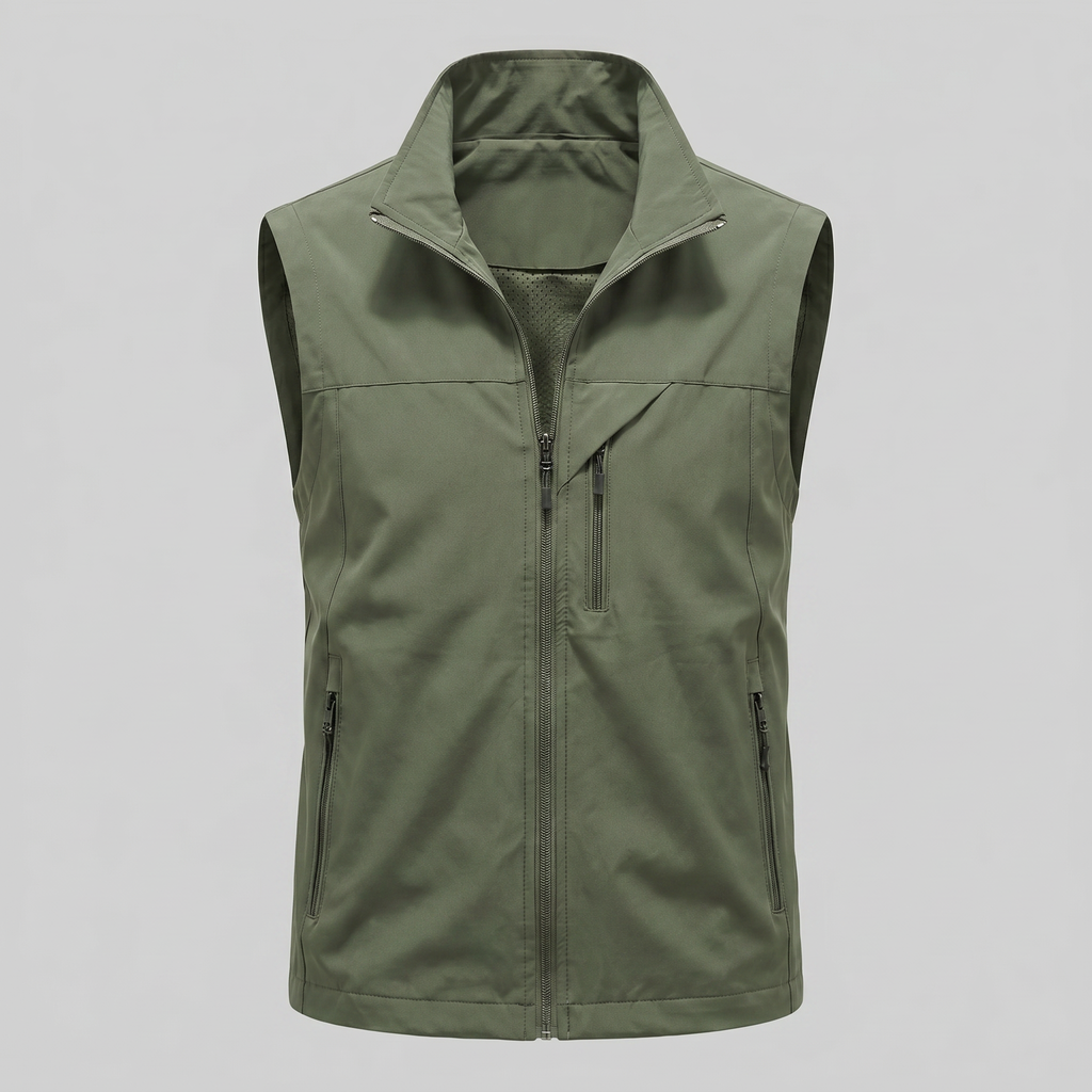 Men's Lightweight Sleeveless Vest – Utility Style with Zippered Pockets