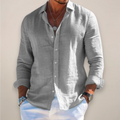Men's Linen-Style Buttoned Shirt – Long Sleeves Relaxed Fit