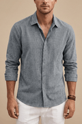 Men's Long Sleeve Shirt – Spread Collar in Hemp Blend