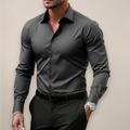 Men's Stretch Button-Up Shirt – Fitted Long Sleeves