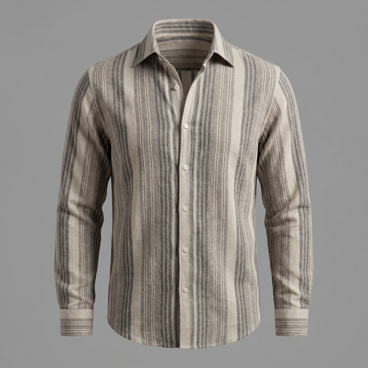 Men's Short Sleeve Striped Shirt – Breathable Textured Fabric