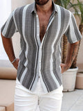 Men's Short Sleeve Striped Shirt – Lightweight Casual Fit