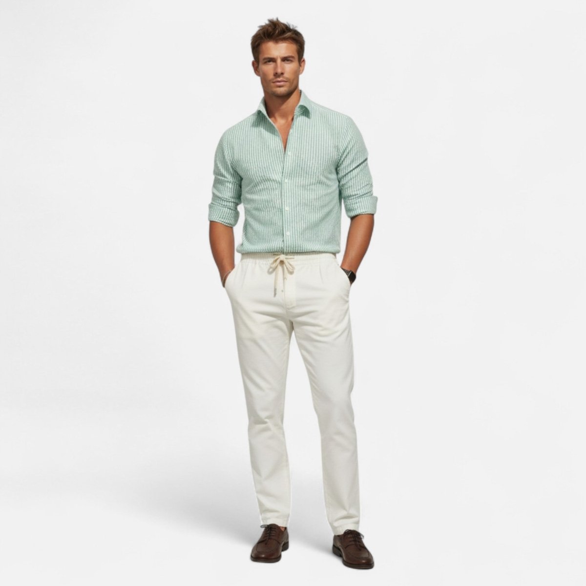 Men's Slim Fit Striped Shirt – Tailored Business Cut