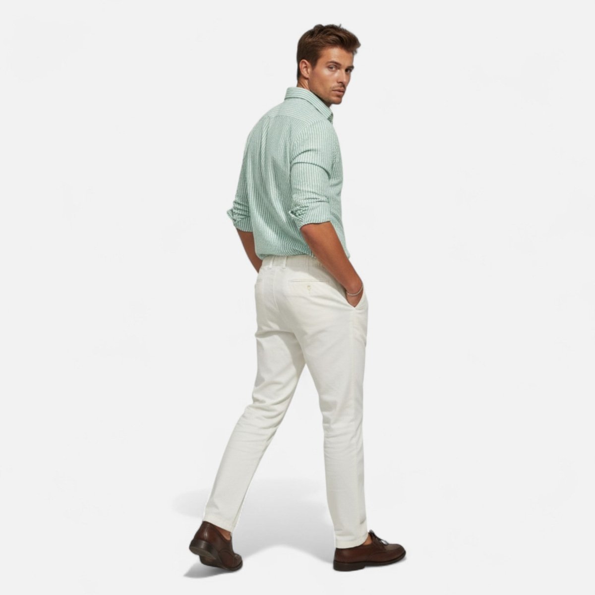 Men's Slim Fit Striped Shirt – Tailored Business Cut