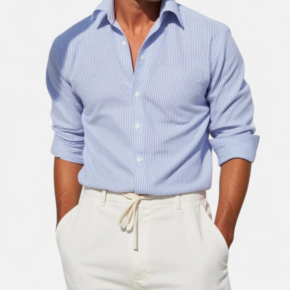 Men's Slim Fit Striped Shirt – Tailored Business Cut