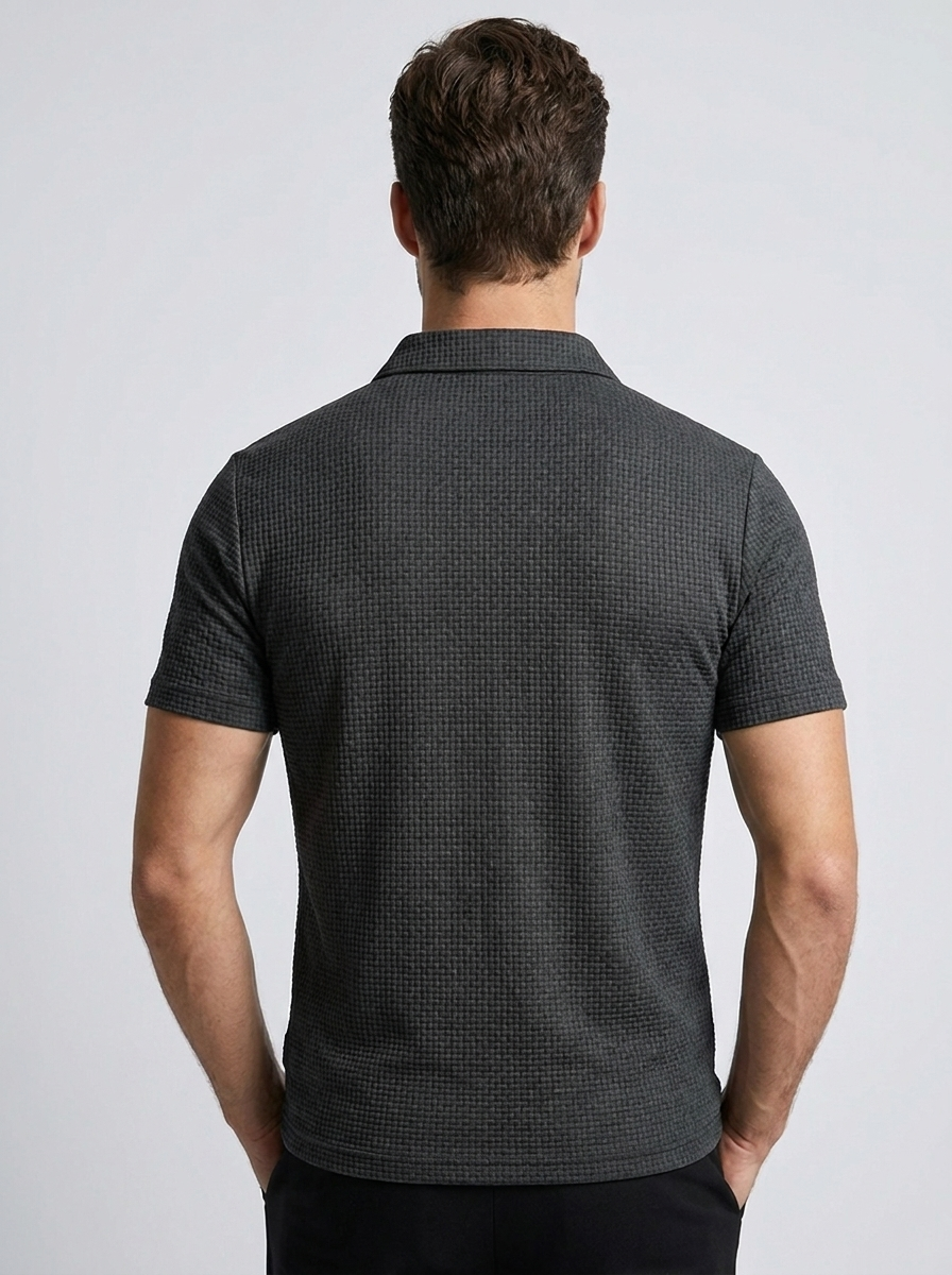 Men's Textured Waffle Polo – Modern Fit and Breathable Fabric