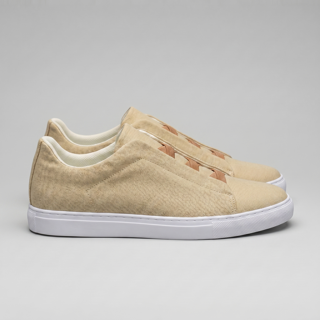 Men's Slip-On Shoes – Suede-Like Upper with Cross Strap