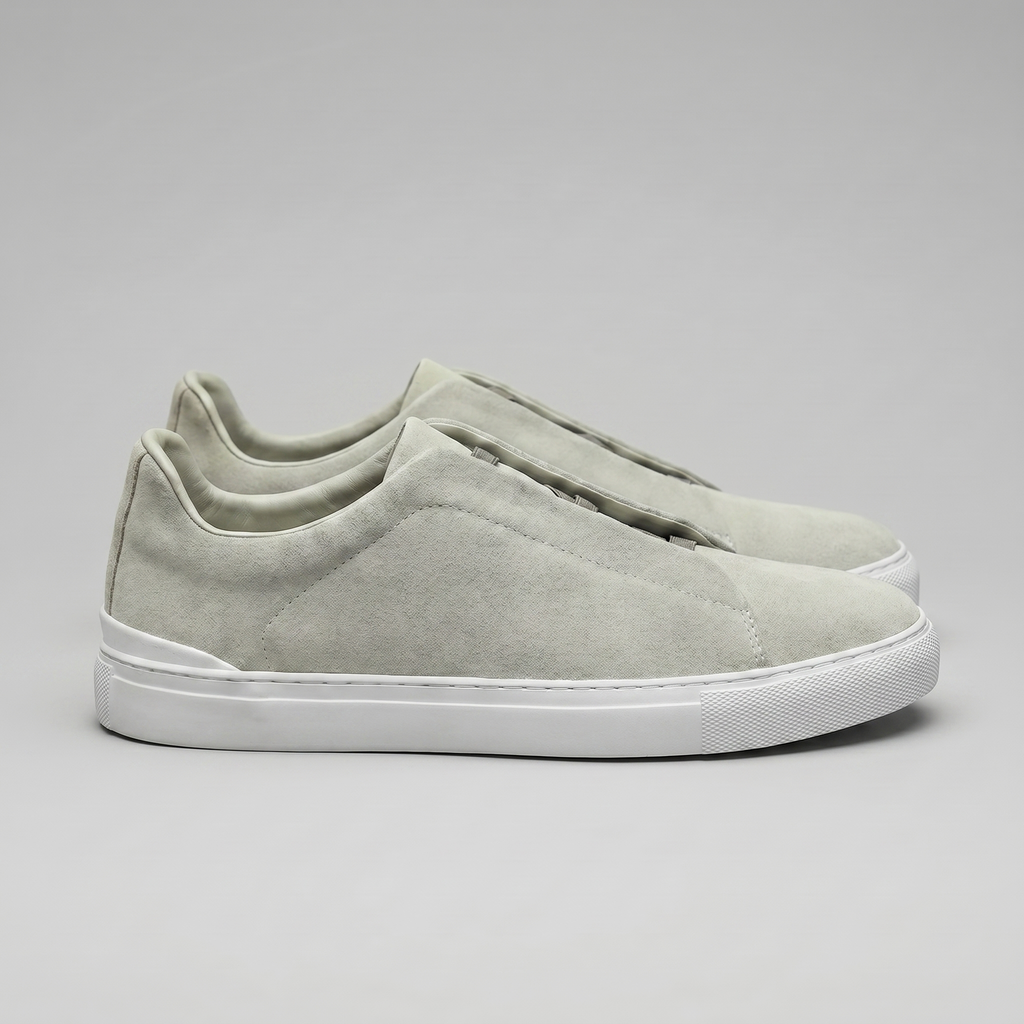 Men's Slip-On Shoes – Suede-Like Upper with Cross Strap