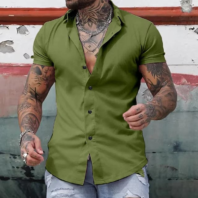 Men’s Tailored Short-Sleeve Shirt – Breathable Slim Stretch Fit