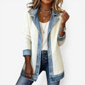 Women's Soft Knit Blazer – Denim Trim and Long Silhouette