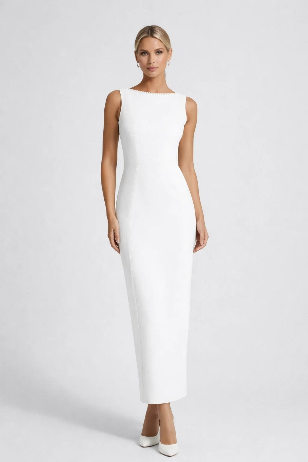 Women's Long Backless Dress – Sleeveless Fitted Silhouette