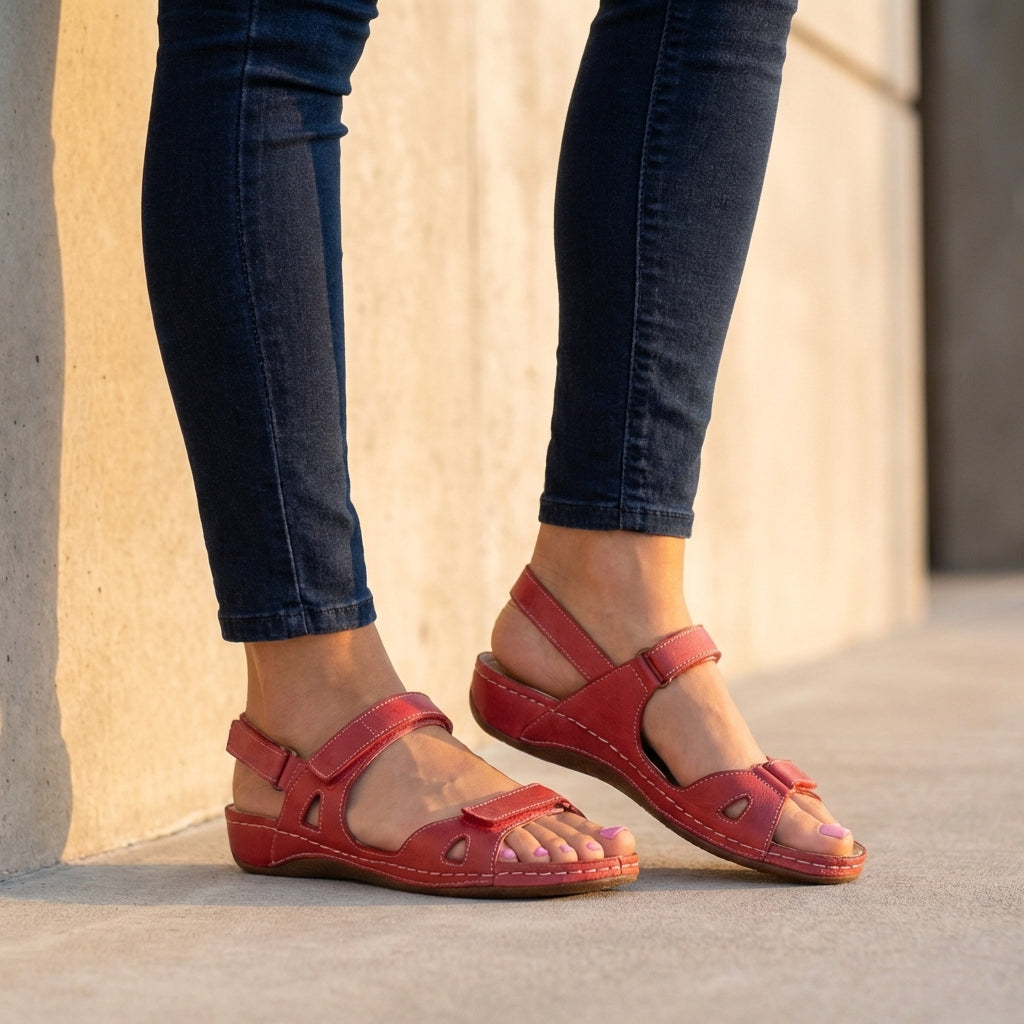 Women's Flat Open-Toe Sandals – Adjustable Straps & Anatomical Footbed
